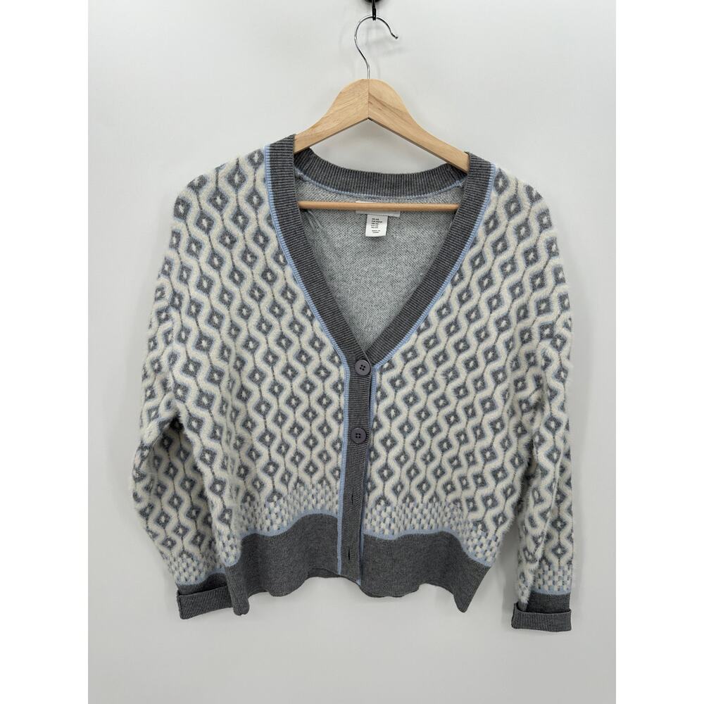 Cupcakes and cashmere Women Grey White Button Front Cardigan Sweater Size XS - Picture 1 of 7